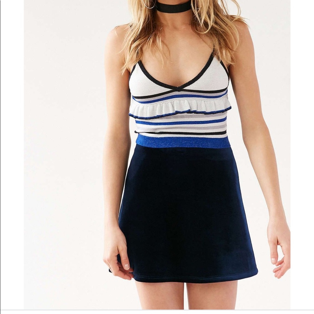 Kimichi Blue Cassie Glitter Stripe Ruffle Crop